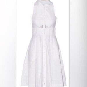 Jonathan Simkhai White Collared Cutout Sleeveless Mini Dress Cotton